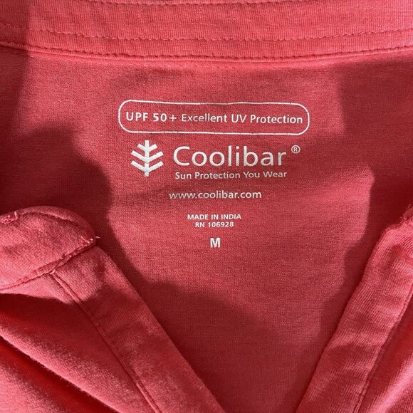 Coolibar T-Shirt Dress M UPF 50+ Roll Tab Sleeve Pink Beach Cover Up Hiking - Picture 2 of 12